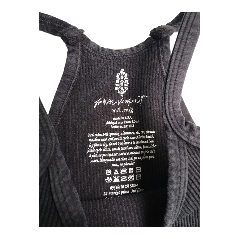 Free People Movement Happiness Runs Ribbed Crop Tank Top Size M/L WASHED BLACK - Picture 6 of 8
